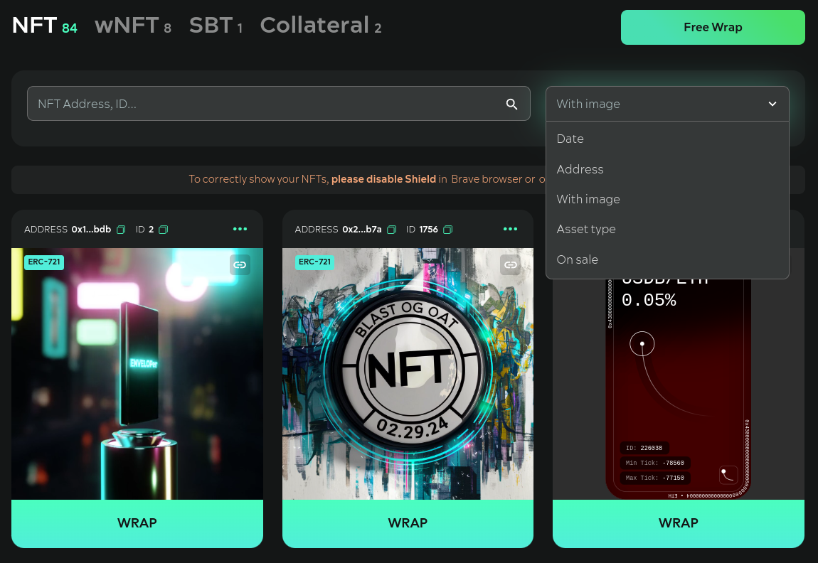 Envelop NFT Explorer Dashboard