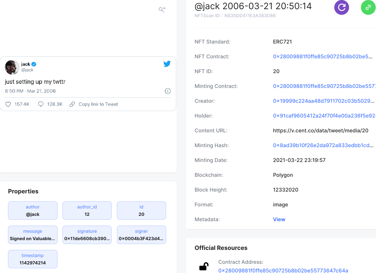 first tweet ever made by Twitter CEO Jack Dorsey was sold as an NFT